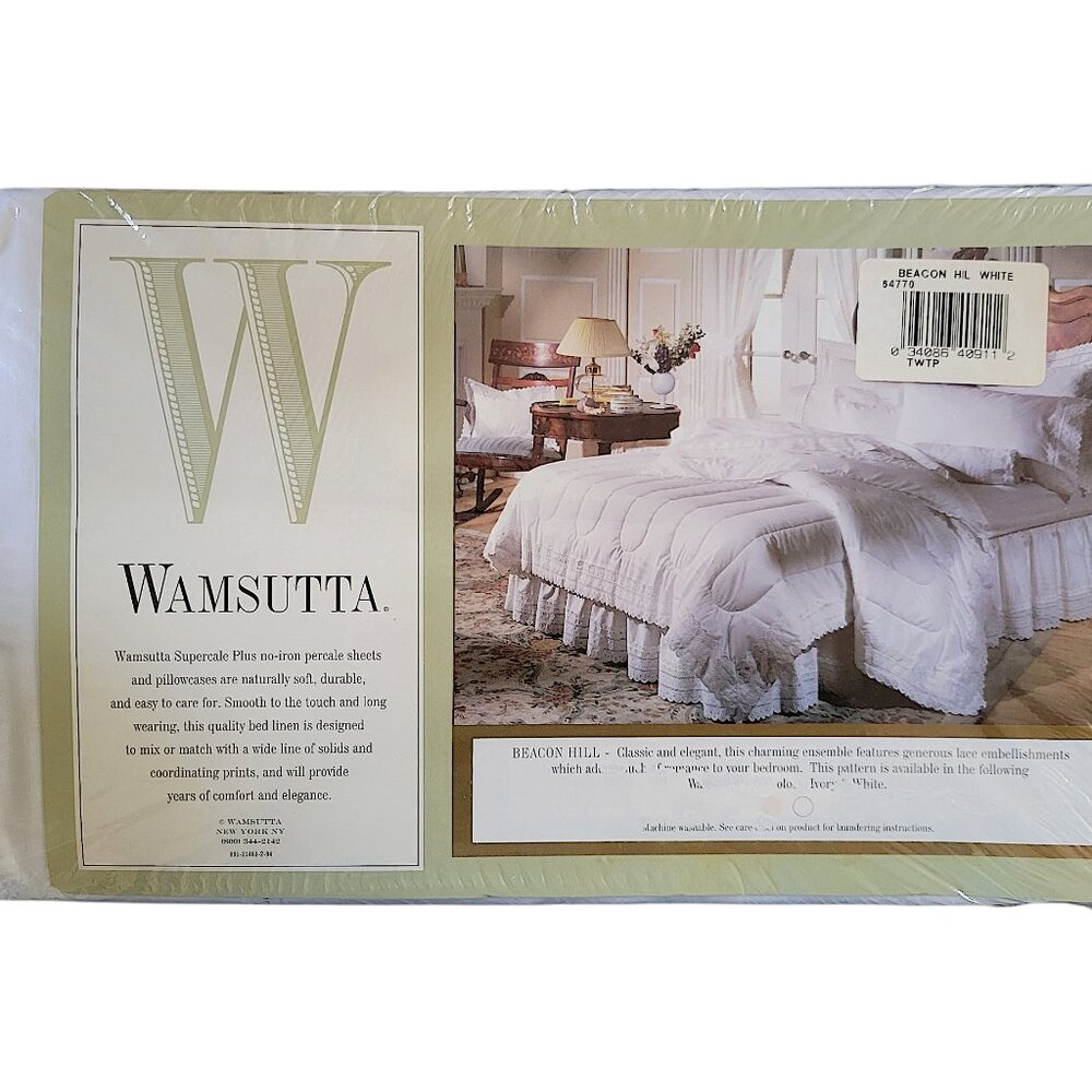 Beacon Hill White Twin Flat Sheet by Wamsutta in Original Package